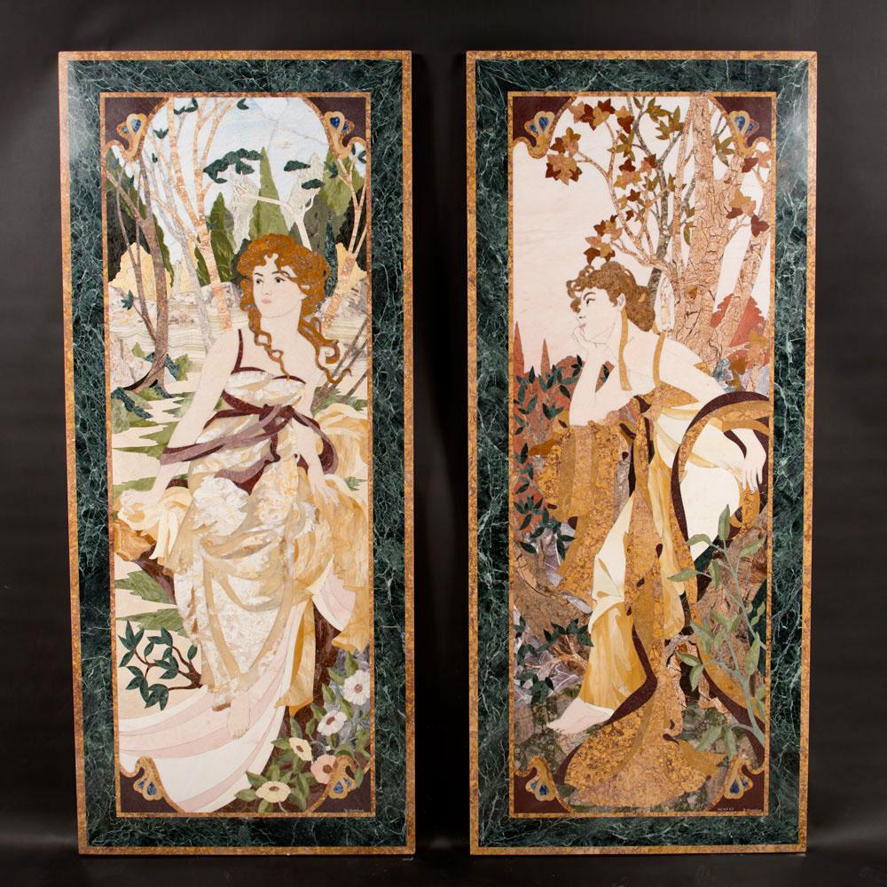 A pair of magnificent Art Nouveau panels (1 of 3)