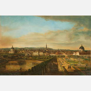 Bernardo Bellotto (1722-1721)-follower: Bernardo Bellotto (1722-1721)-follower, View of Vienna, oil on canvas. 60X90cm