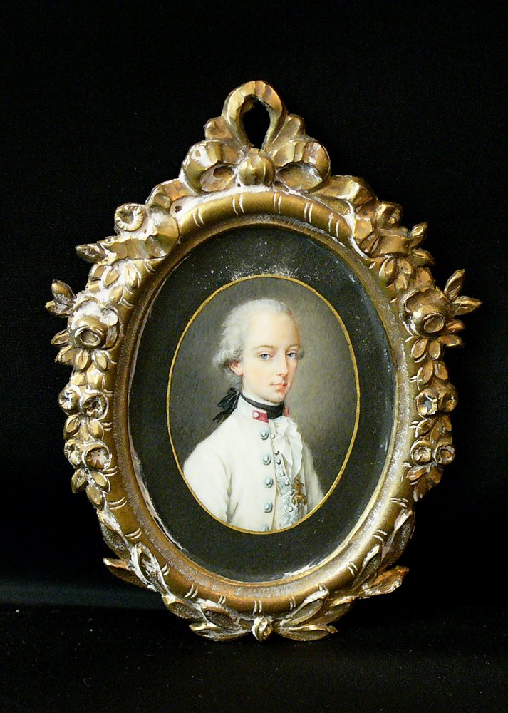 Friedrich Heinrich Füger (1751-1818)-attributed,: Friedrich Heinrich Füger (1751-1818)-attributed, Portrait of a young royal Habsburgian family member with the Golden Fleece, in white uniform, with gray background, (possibly Leopold II (1747-1792),