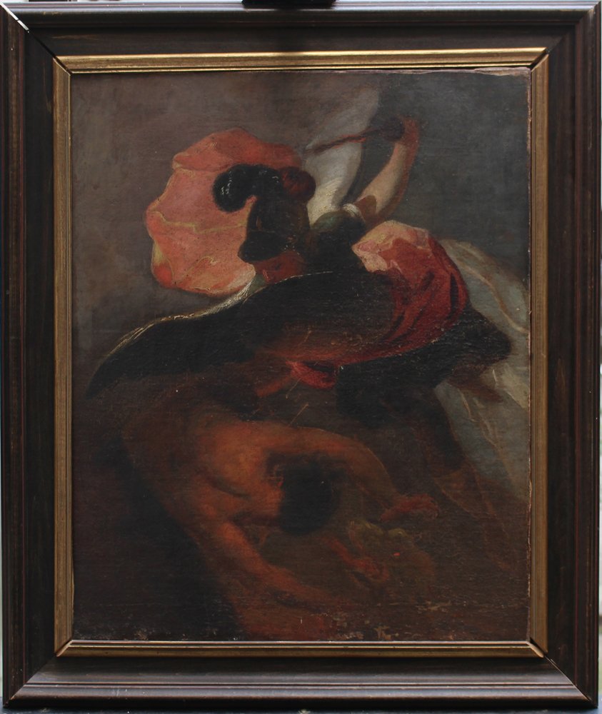 Paul Troger (1698-1762)-circle, Saint Michel fighting: Paul Troger (1698-1762)-circle, Saint Michel fighting the dragon and the devil, oil on canvas. Framed. 45x43cm