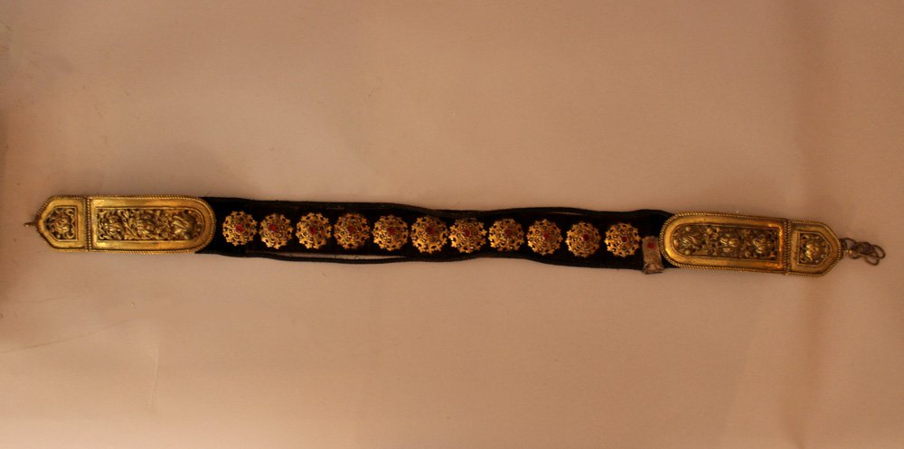 Hungarian ceremonial belt; eleven bronze gilded and (1 of 3)