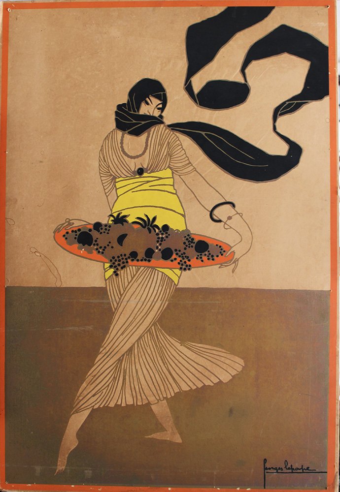 Georges Lepape (1887-1971), Design for menu cover for: Georges Lepape (1887-1971), Design for menu cover for the Savoy Hotel London (consigner's infromation); colour lithograohy on cardboard, around 1920th Dimensions: 100x67cm