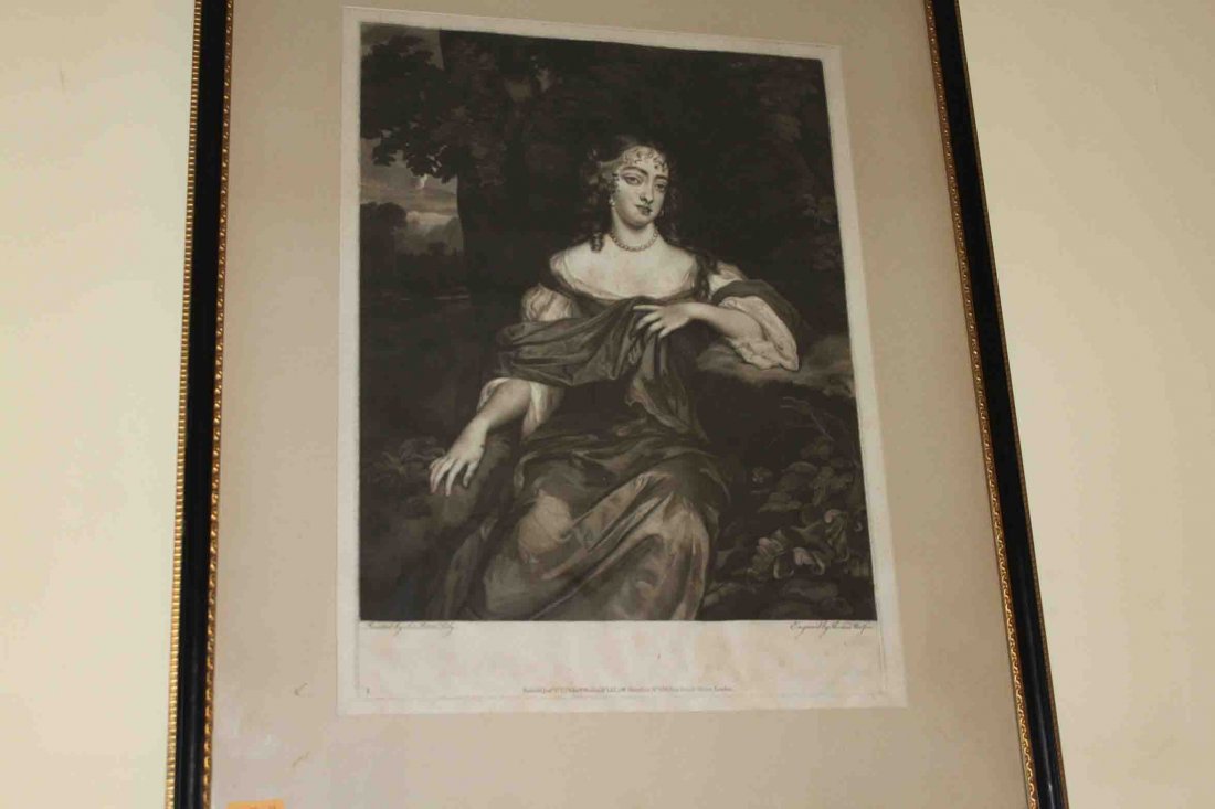 AFTER SYDNEY E. WILSON Portrait of a lady, a colou: AFTER SYDNEY E. WILSON Portrait of a lady, a coloured lithograph, 13" (33cms)h x 11" (28cms)w; together with another engraving after Sir Peter Lely, Portrait of a lady, by Thomas Watson. (2).