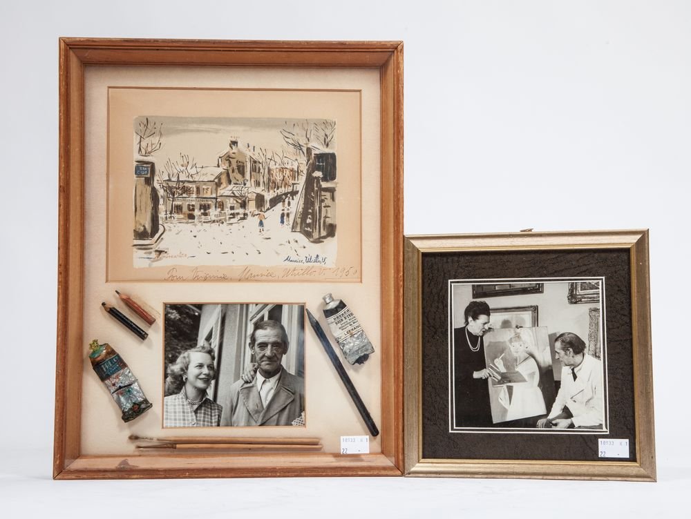 MAURICE UTRILLO (1883-1955) An archive of Utrillo: MAURICE UTRILLO (1883-1955) An archive of Utrillo related memorabilia, including: a photograph taken at Le Vesinet, France, Sept. 1950, by Robert Florey at Utrillo's home showing the artist and Virgin