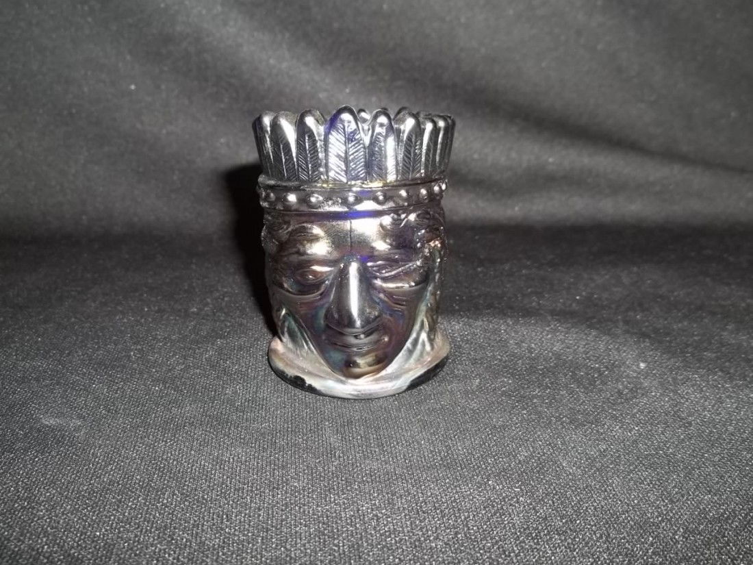Cobalt Carnival Toothpick Holder: Cobalt Carnival ST Claires Indian Chief carnival toothpick holder. Good all the way