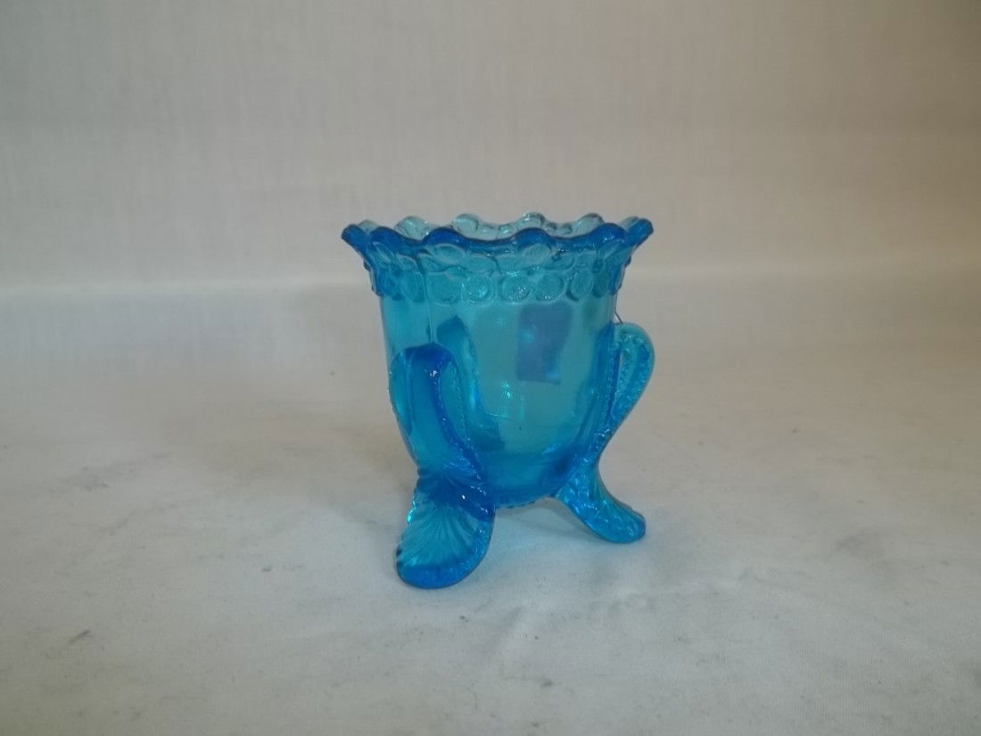 Blue Footed Toothpick Holder: Nice blue three footedtoothpick holder, good all the way.