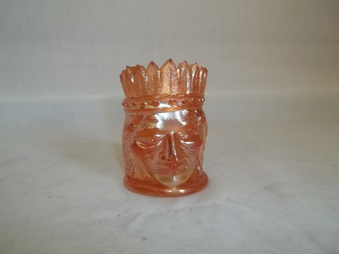 St ClairesIndian Tootpick Holder: Peach Luster IndianSt Claires toothpick holder, good all the way.