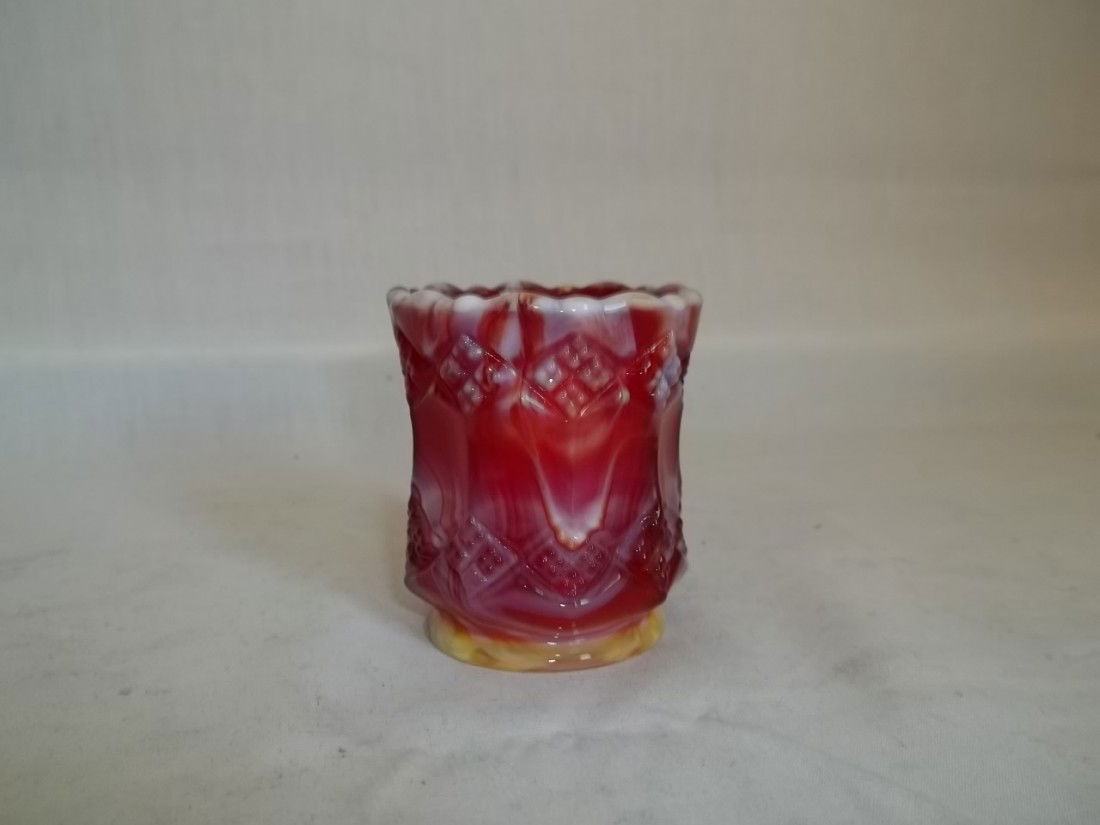 Red WhiteSlag Toothpick Holder: Nice Red and WhiteSlag toothpick holder, good all the way.