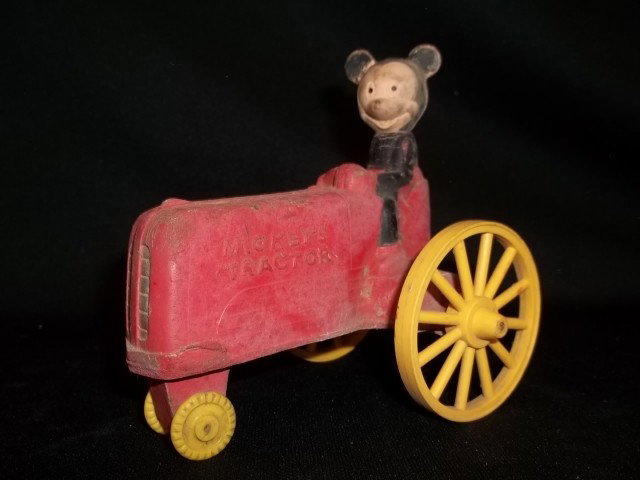 Vintage Mickey Mouse Sun Rubber Co. Tractor: Old Mickey Mouse Sun Rubber Co. tractor. Has some play wear to it, but a nice piece.