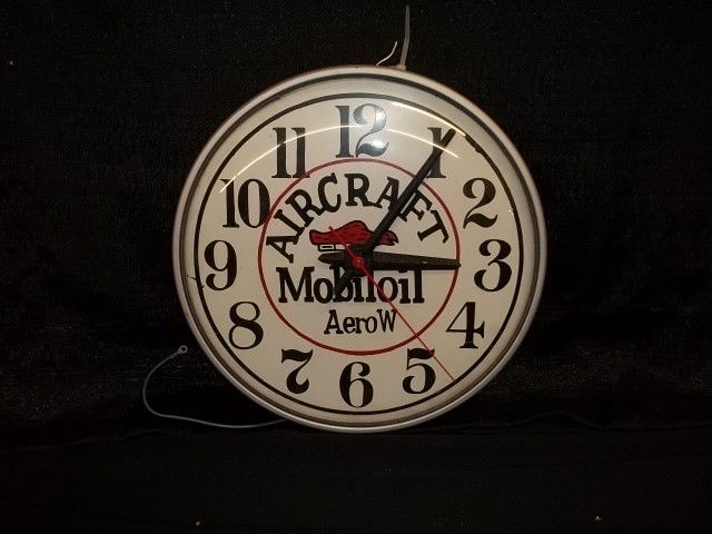 Old Mobil Oil Aircraft Clock: Nice old Mobil Oil Aircraft clock. Works well, and in good condition.
