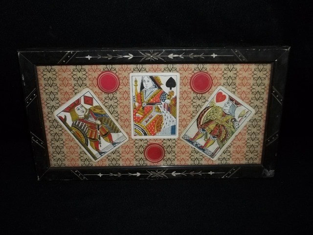 Early 19th Century Playing Cards: Shaw Montage, the back says "Early to middle 19th century playing cards and counters mounted on old paper" Please use your own judgement, they do look authentic but we are not positive.