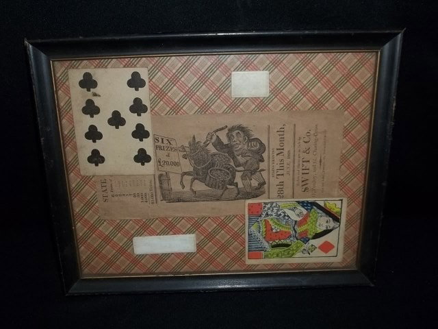 19th Century Lottery Puffs and playing cards: Shaw montage, back states "19th century english cards and lotter puffs with early counters" They look authentic but please use your own judgement, as we are not experts in this area.