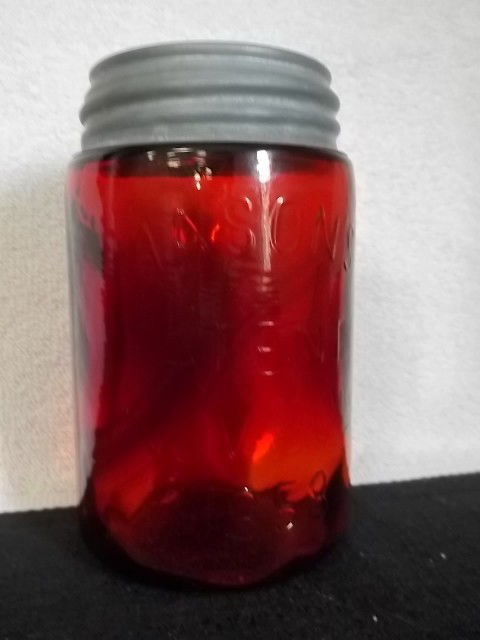 Red Mason Jar Patent 1858: 5 inch red glass mason jar Patent Date Nov 30th 1858