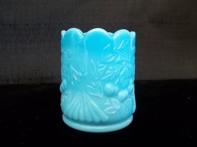 Westmorland blue slaglass toothpick holder: Westmorland blue slaglass toothpick holder
