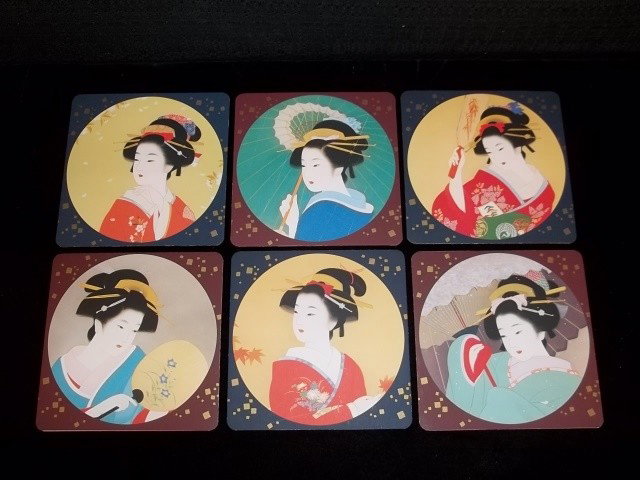 Japanese Oriental Coaster Set: 6 Japanese Oriental Seasons Coaster Set