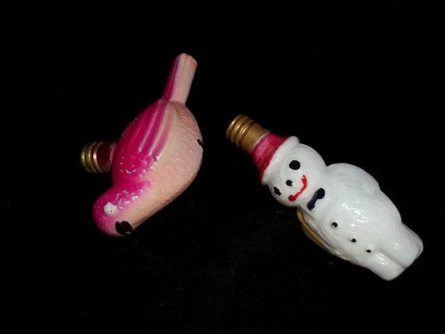 2 Old Glass Christmas Lights: Lot of 2 old glass Christmas lights