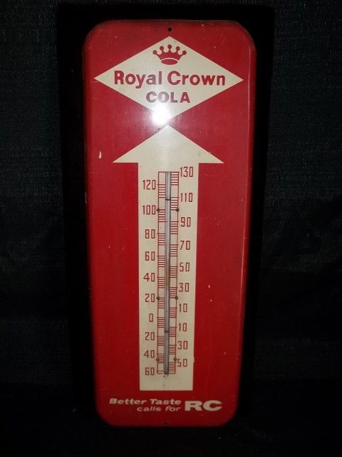 RC Cola Thermometer Old: Old RC Cola thermometer, good condition, 512 donasco 4-55, works, 25.5 x 9.5 inches.