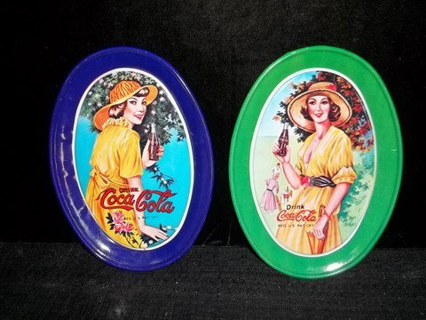 2 Miniature Coca-Cola Trays: 2- 6 inch miniature coca-cola trays