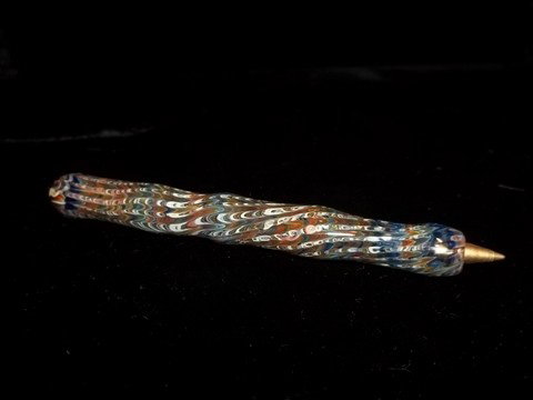 Hand Blown Glass Pen Holder: Very Unique hand blown glass pen holder, pen slides out when out of ink.