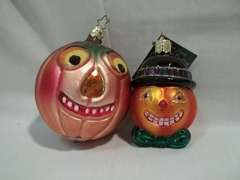 2 old world christmas jack o lantern ornaments: 2 old world christmas jack o lantern ornaments