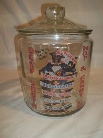 Deep South Black Americana Candy Jar: Deep South 10 inch black americana candy peanut jar