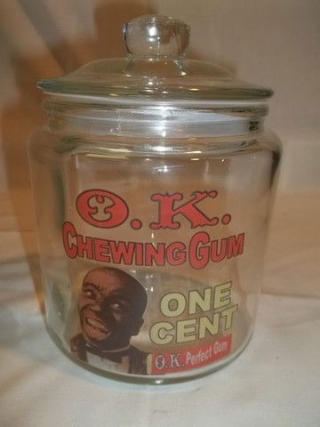 OK Chewin Gum Black Americana Jar: 6 inch ok chewing gum black americana jar