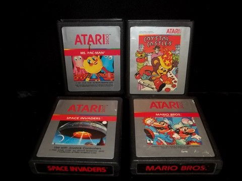 4 Atari 2600 Mario Bros Ms Pacman Games: 4 atari 2600 games, mario bros, ms pacman, crystal castles, space invaders, not tested