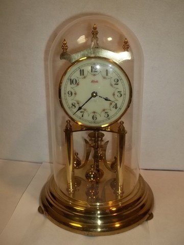 Kieninger Kundo 400 Day Calender Dome Clock German: Kieninger kundo vintage 400 day calender dome clock, made in germany, brass, needs to be repaired as seen.