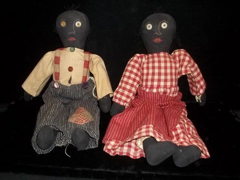 2 Hand Stitched African American Rag Dolls: 2-19 inch hand stitched african american rag dolls