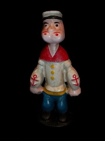 Cast Iron Popeye The Sailorman Bank: cast iron 6 inch popeye bank, reproduction