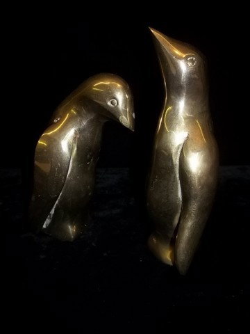 2 Brass Penguins: 2-6 inch brass penguins