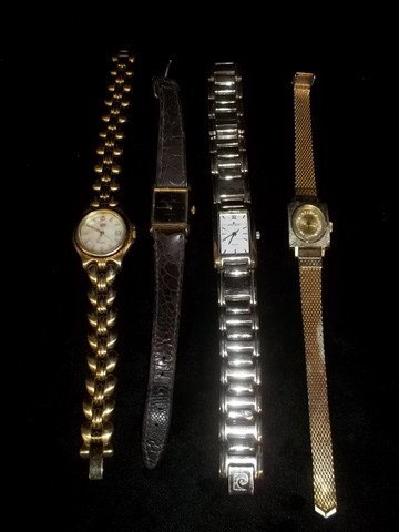 Citizen Lucerne 4 watch lot: 4 Watch lot, clockwise is Citizen, ann klein, pierre cardin, and lucerne. They all will need batteries, and are not in perfect condition.