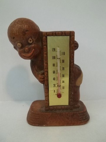 1949 Old Black Americana Thermometer: 1949 old black americana boy thermometer 5.25 inch