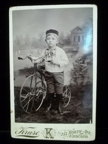 Old Child w Bike Photograph: 4.25 x 6.5 Old Childs Photograph