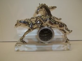 6.5" Bluestone Horse Desk Clock: 6.5" Bluestone Horse Desk Clock