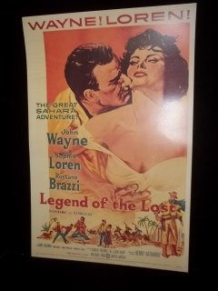 John Wayne Legend of the Lost Movie Sign: 17 x 27 john wayne and sophia loren in legend of the lost movie sign, reproduction