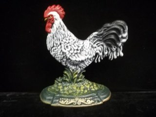 Cast Iron Rooster Doorstop: 11 Inch