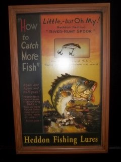 Heddon Lures 3-D Sign: 17.5 x 27 inch new