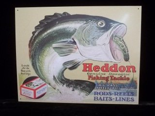 Heddon Lures Metal Sign: 12.5 x 16 inch