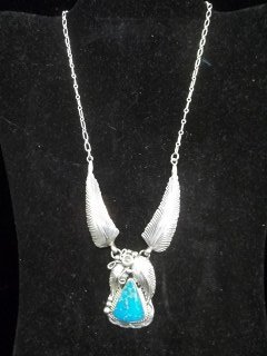 Emer Thompson Sterling Necklace Native American: Emer Thompson Sterling Silver and turquiose native american handmade necklace
