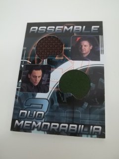 Marvel Avengers Movie Memorabilia Card: marvel avengers movie memorabilia card dual, featuring two swatches of the shown actors movie worn clothing