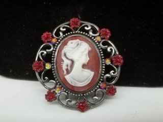 Ruby Red Cameo Brooch