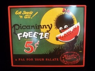 Hendlers Ice cream Black Americana Sign: Metal, picaninny freeze sign, 12 x 14 inch reproduction