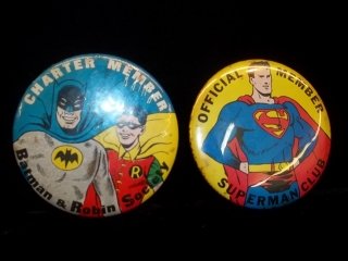 1966 Superman Batman Club Buttons Vintage: original