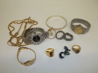 Jewelry & Watch Lot: Jewelry & Watch Lot, there is a rolex watch that is marked in several places but WE DO NOT believe that it is real, so please bid accordingly!