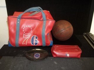 1970 76ers All-Star Team Signed Basketball & Bag: 1970 NBA All-Star Game Philadelphia 76ers autographed ball with Hall Greer, Ed Donovan, Al Butler, Art Heyman and more with authentic player/manager carry bag with name "Don" on it and small 76ers bag