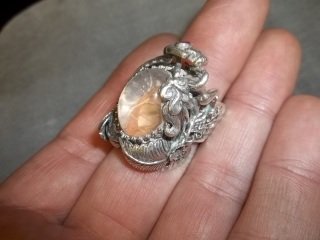 Native American Sterling Silver Amber Ruby Ring
