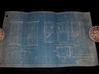 1912 St Louis Railroad Telephone Blueprints: telephone booth blueprints