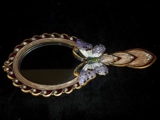 Nice Enameled Butterfly Hand Mirror