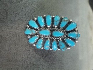 Juliana Williams Sterling Turq Ring sz 9: signed, handmade native american jewelry